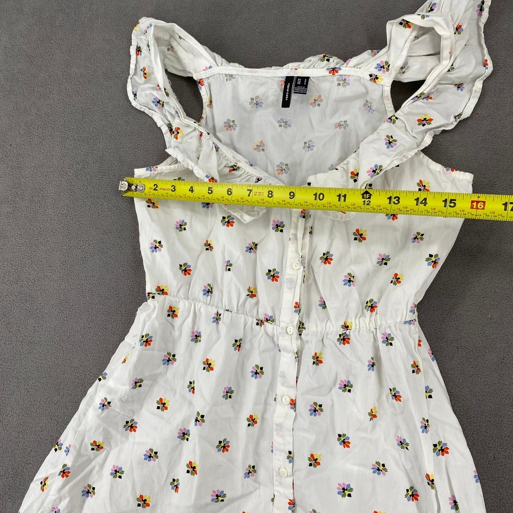 Vero Moda White Floral Ruffle Button Front Mini Dress Small Sleeveless Summer - Picture 3 of 7